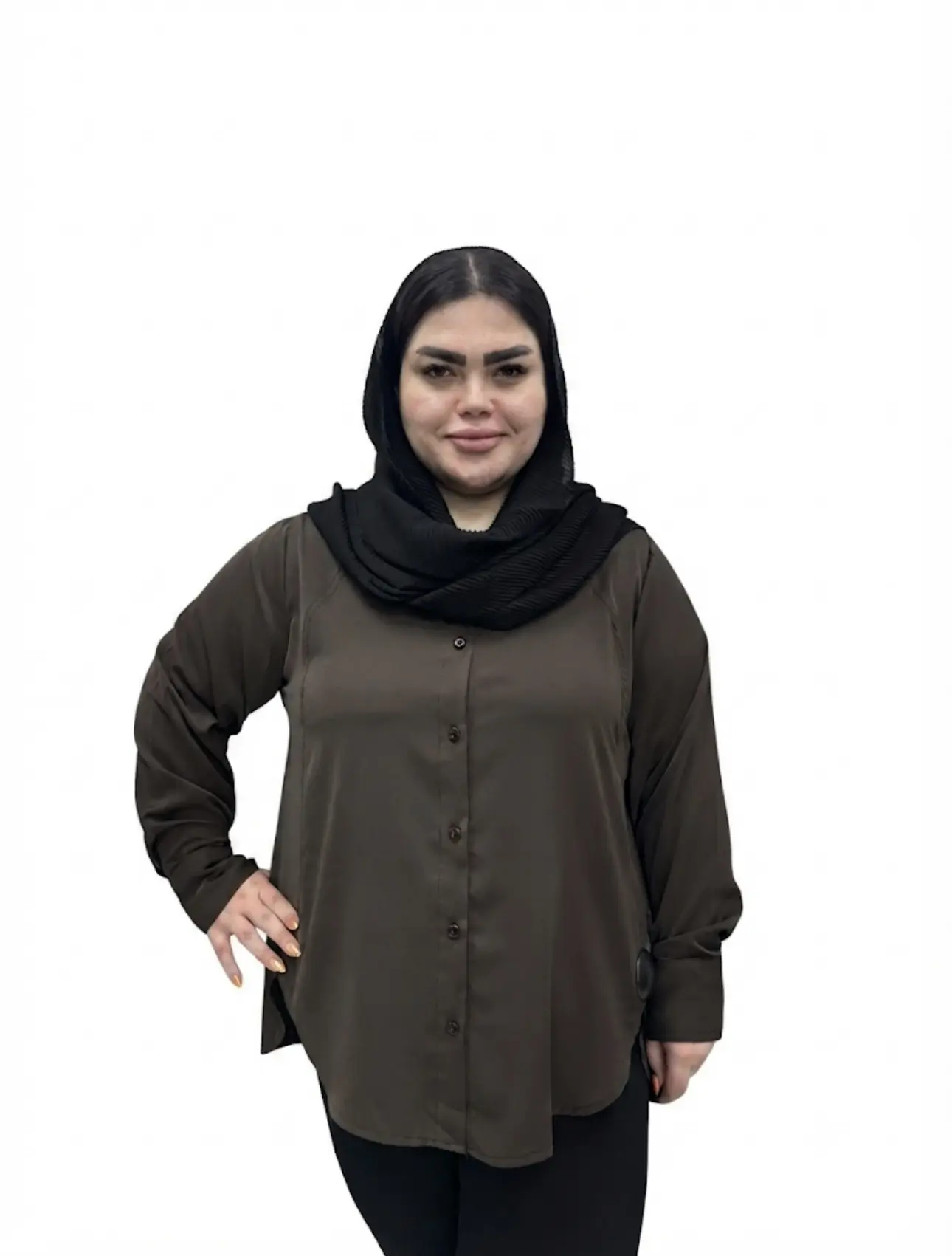 شومیز سایز بزرگ زنانه ژاکلین دکمه دار